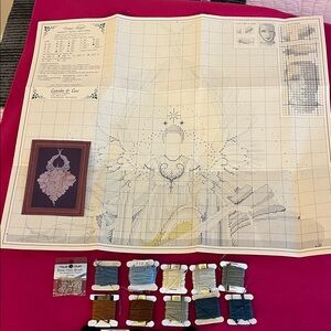 Lavender & Lace Peace Angel Counted Cross Stitch Pattern & Thread